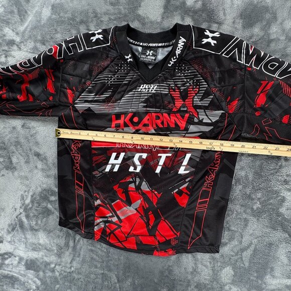 HK Army Youth HSTL Paintball Jersey Red Black Camo Long Sleeve Padded Shirt - Picture 6 of 8